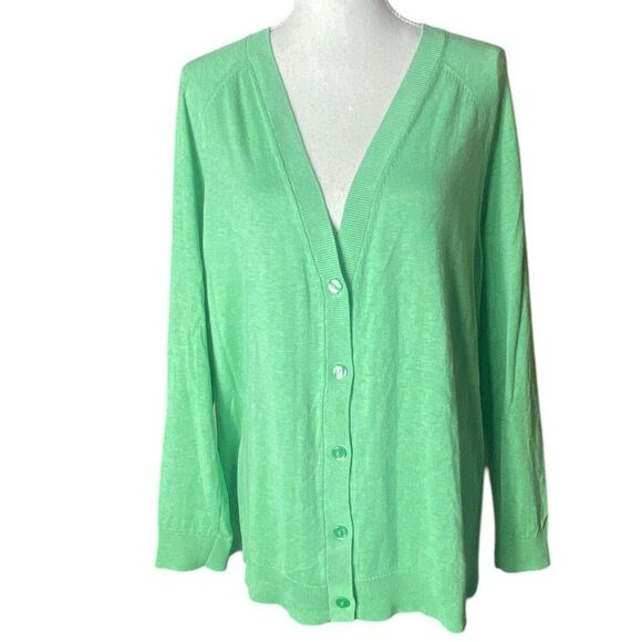 J.Jill Sweaters - J. Jill Green Organic Cotton Button Front Women's Cardigan Sweater Size XL